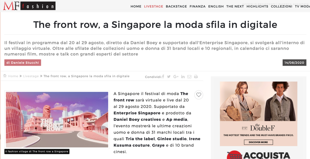 MF Fashion | The front row, a Singapore la moda sfila in digitale